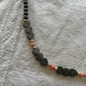 3For$20/Heart Shaped Hematite Beads Necklace